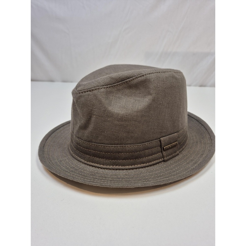 Stetson Fedora Hat Trilby Mens M Brown Cotton Canvas Lined Summer STC22